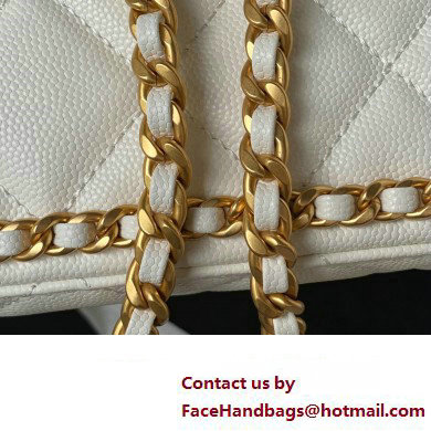 Chanel Grained Calfskin  &  Gold-Tone Metal Chain Flap Bag AS4489 White 2023